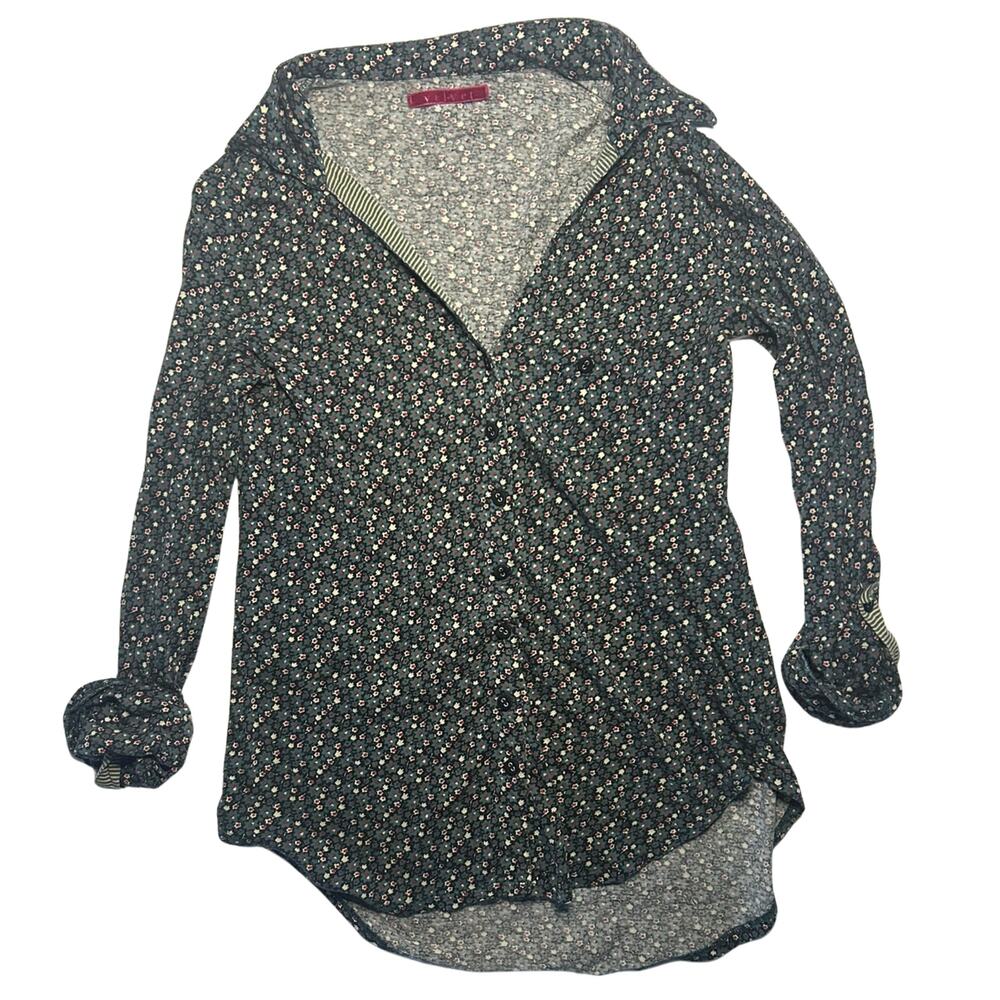 Velvet Graham & Spencer Small Floral Button Up Blouse Boho Cottagecore High Low